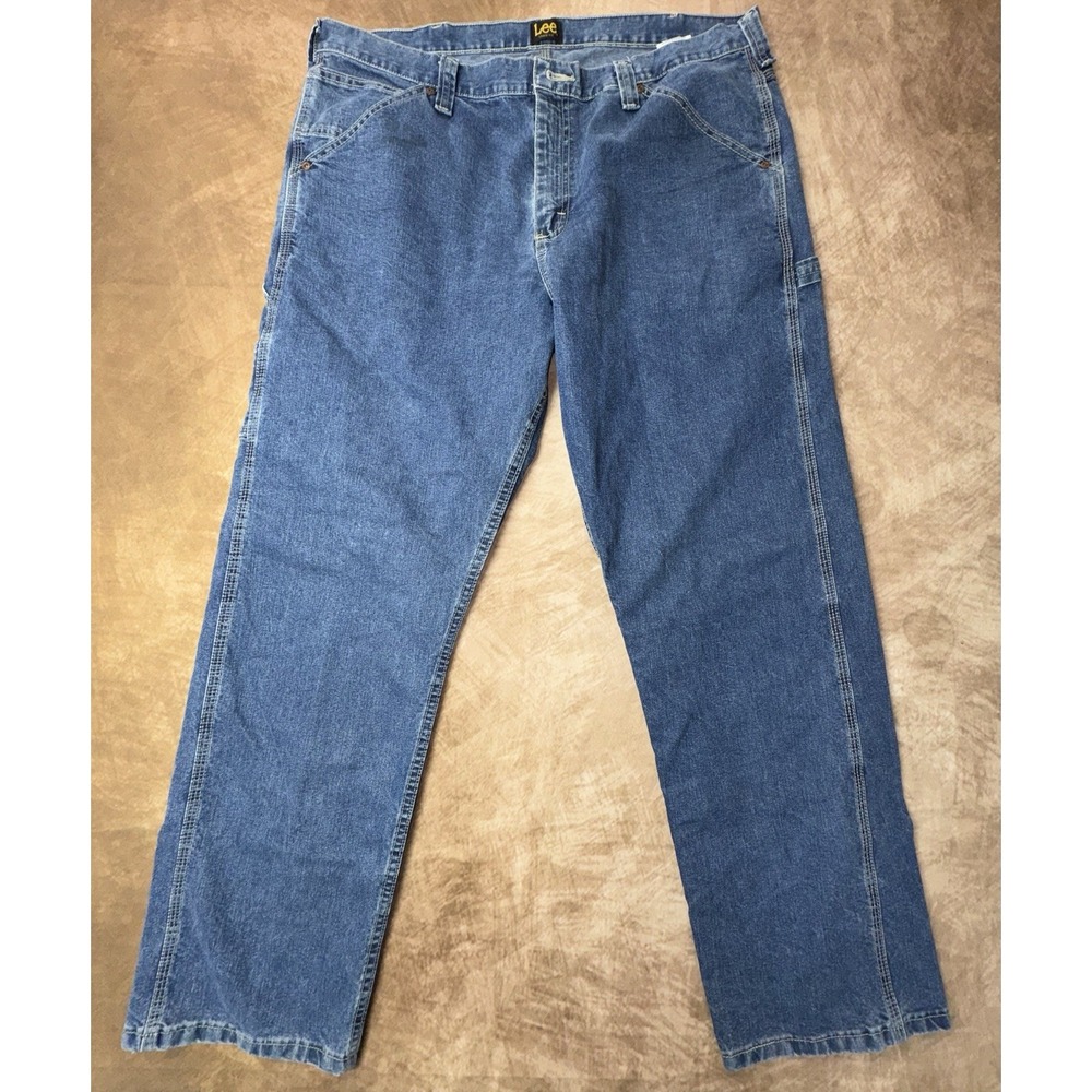 Lee Jeans Mens 40x32 Blue Cotton Denim Straight Carpenter Loose Utility Workwear